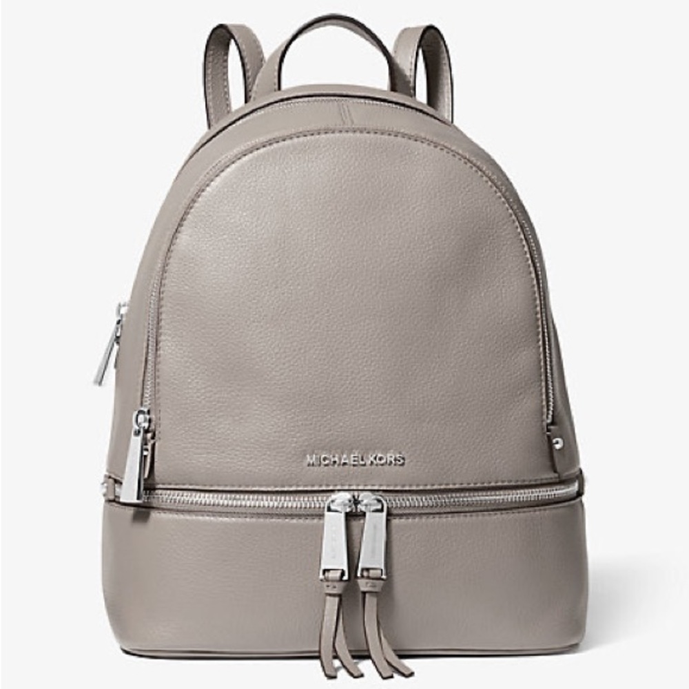 michael kors backpack | pearl gray, pebbled leather
